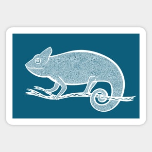 Chameleon Ink Art - cool and cute animal design - on blue Sticker